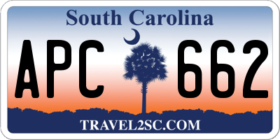 SC license plate APC662