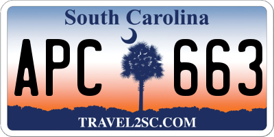 SC license plate APC663