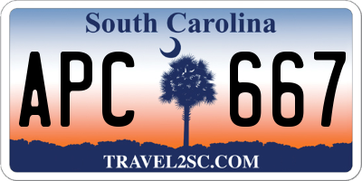 SC license plate APC667