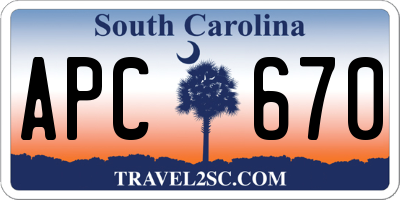 SC license plate APC670