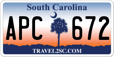 SC license plate APC672