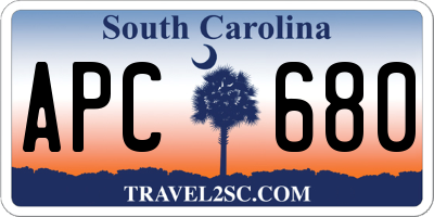 SC license plate APC680