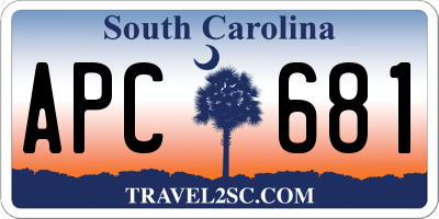 SC license plate APC681