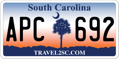 SC license plate APC692