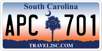 SC license plate APC701