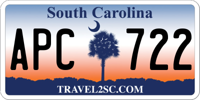 SC license plate APC722