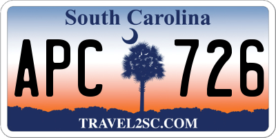 SC license plate APC726