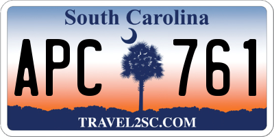 SC license plate APC761