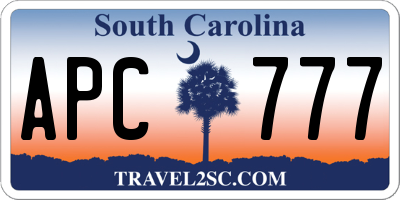 SC license plate APC777