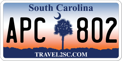 SC license plate APC802