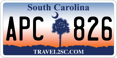 SC license plate APC826