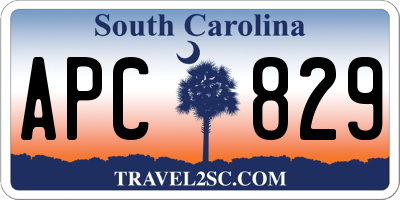 SC license plate APC829