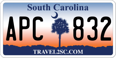 SC license plate APC832