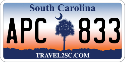 SC license plate APC833