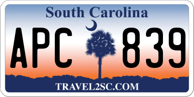 SC license plate APC839