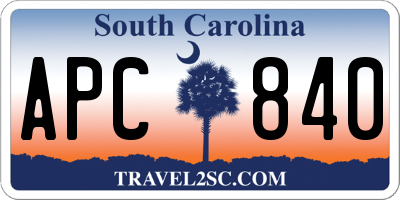 SC license plate APC840