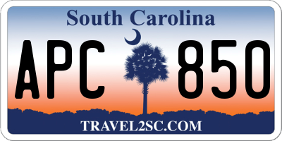 SC license plate APC850