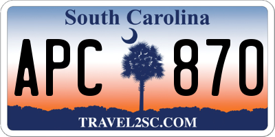 SC license plate APC870