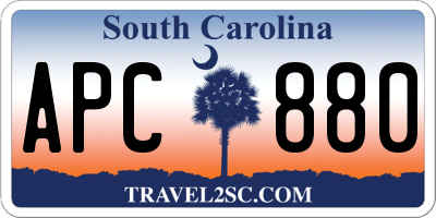 SC license plate APC880