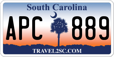SC license plate APC889