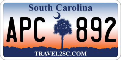 SC license plate APC892