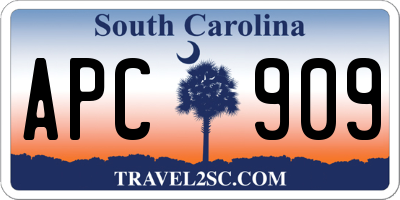 SC license plate APC909
