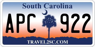 SC license plate APC922