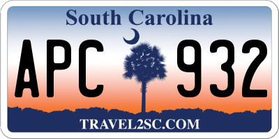 SC license plate APC932