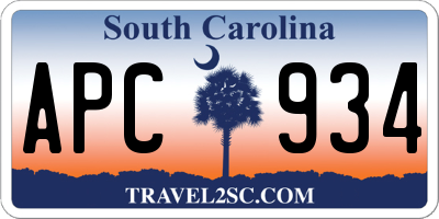 SC license plate APC934