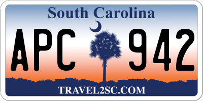 SC license plate APC942