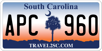 SC license plate APC960
