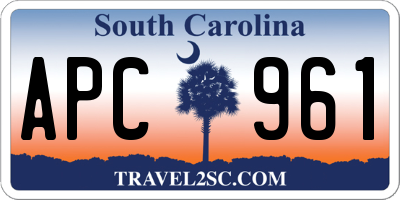 SC license plate APC961