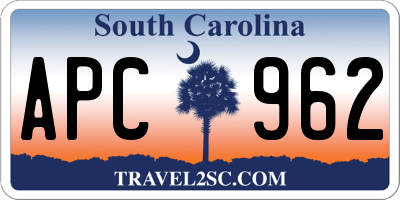 SC license plate APC962