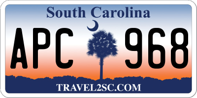 SC license plate APC968