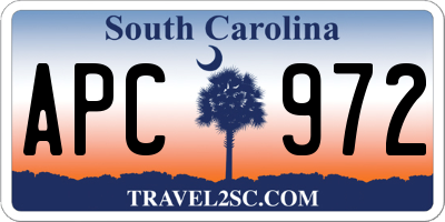 SC license plate APC972