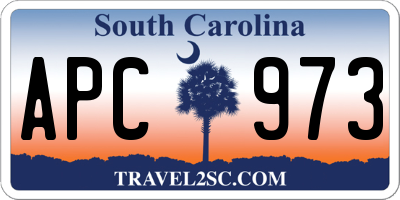 SC license plate APC973