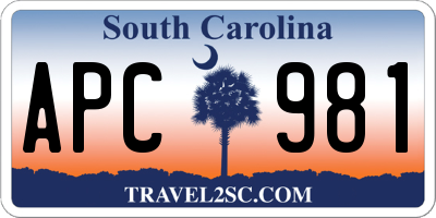 SC license plate APC981