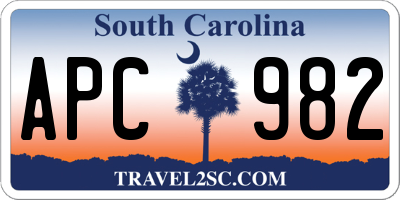 SC license plate APC982