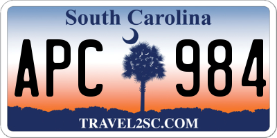 SC license plate APC984