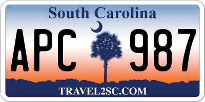 SC license plate APC987