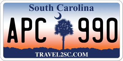 SC license plate APC990