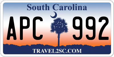 SC license plate APC992