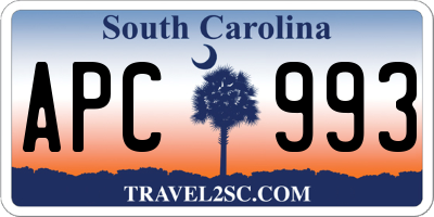 SC license plate APC993