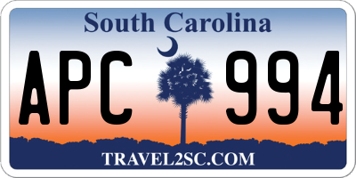 SC license plate APC994