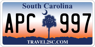 SC license plate APC997