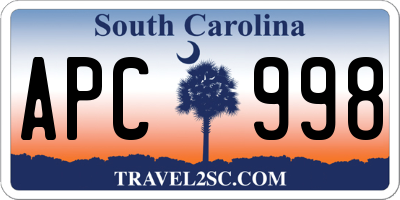 SC license plate APC998
