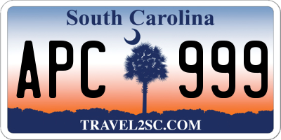 SC license plate APC999