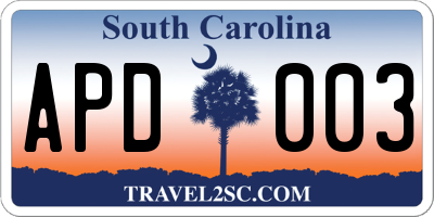 SC license plate APD003