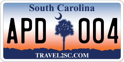 SC license plate APD004