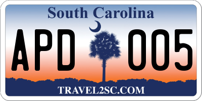 SC license plate APD005